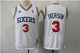 Youth 76ers 3 Allen Iverson White Hardwood Classics Throwback Jersey,baseball caps,new era cap wholesale,wholesale hats